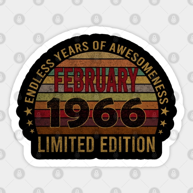 56 Year Old 56th Birthday Design for February 1966 born Limited Edition Legend BDay Gift Sticker by mahmuq